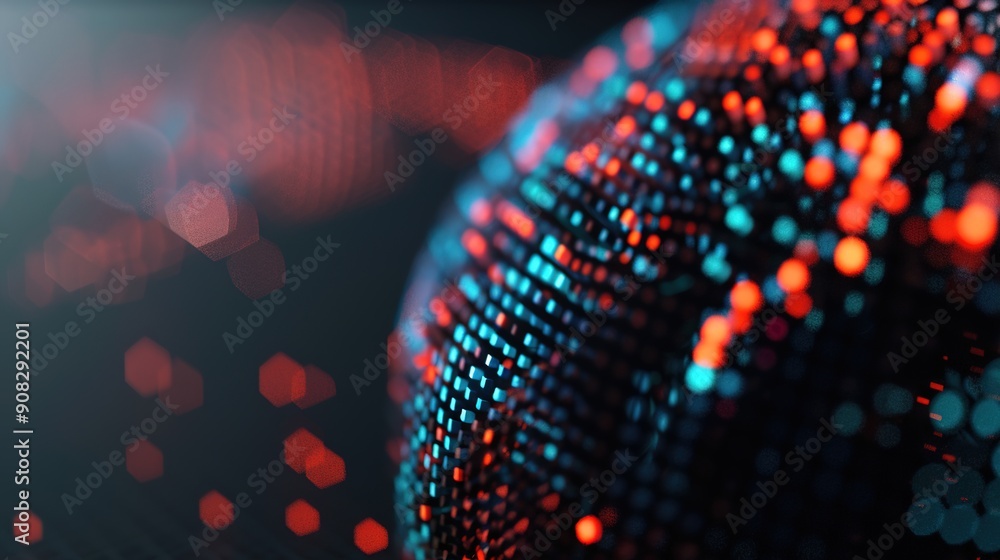 Poster abstract 3d rendering of dynamic global stock market fluctuations