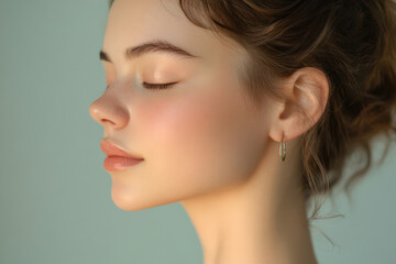 Fototapeta premium A close up of a girl's face with her eyes closed
