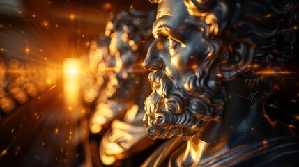 Historic roles of influential figures in shaping history, displayed in a museum, Historical, Warm tones, Photography