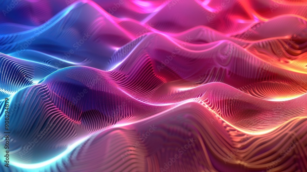 Poster colorful wave mesh particle background abstract