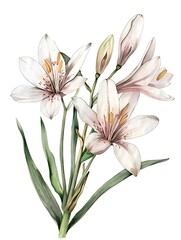 Obraz premium Watercolor Zephyranthes Isolated on White Background. Beautiful Zephyranthes Flower