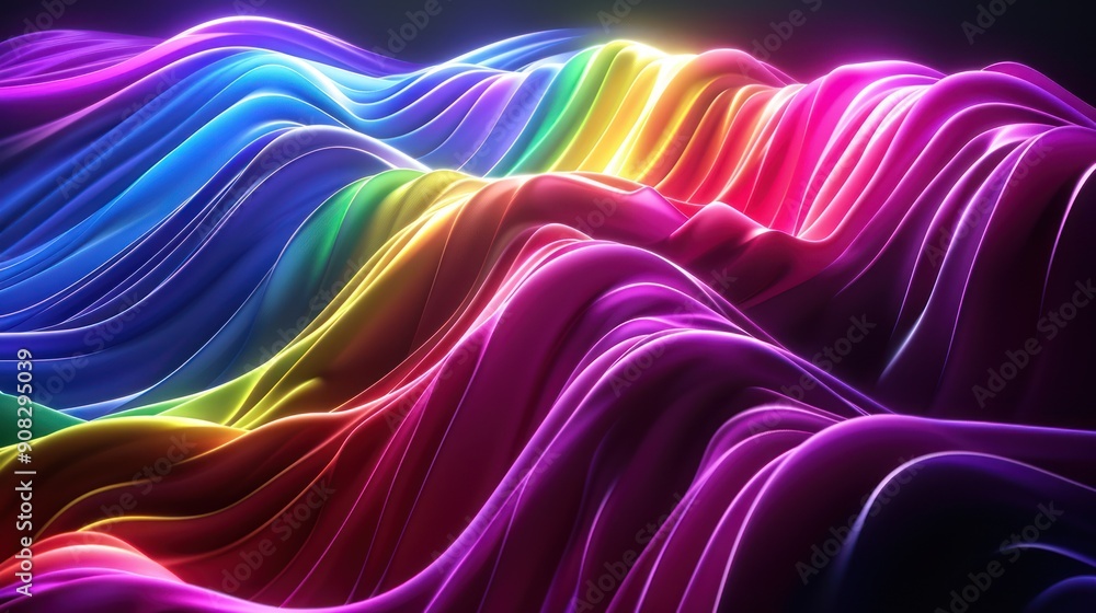 Poster colorful wave mesh particle background abstract
