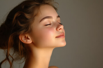 Fototapeta premium A close up of a girl's face with her eyes closed