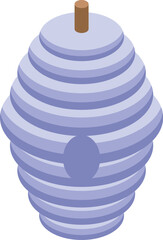 Illustration of a beehive with a round entrance is standing on a white background