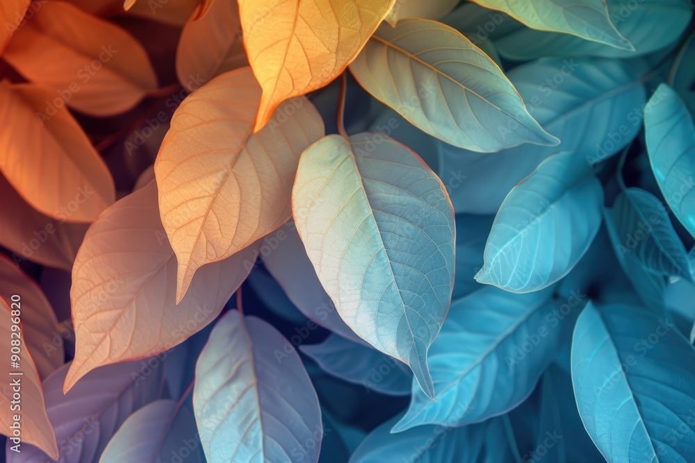 Aufkleber a close-up view of a group of leaves with intricate details and textures