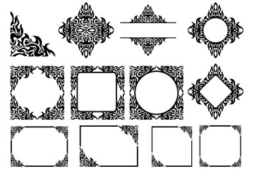 Frame or border decorative ornament design with a fire theme