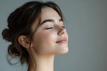 Fototapeta premium A close up of a girl's face with her eyes closed