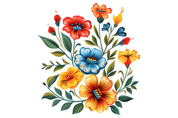 Mexican traditional flowers isolated cut-out illustration