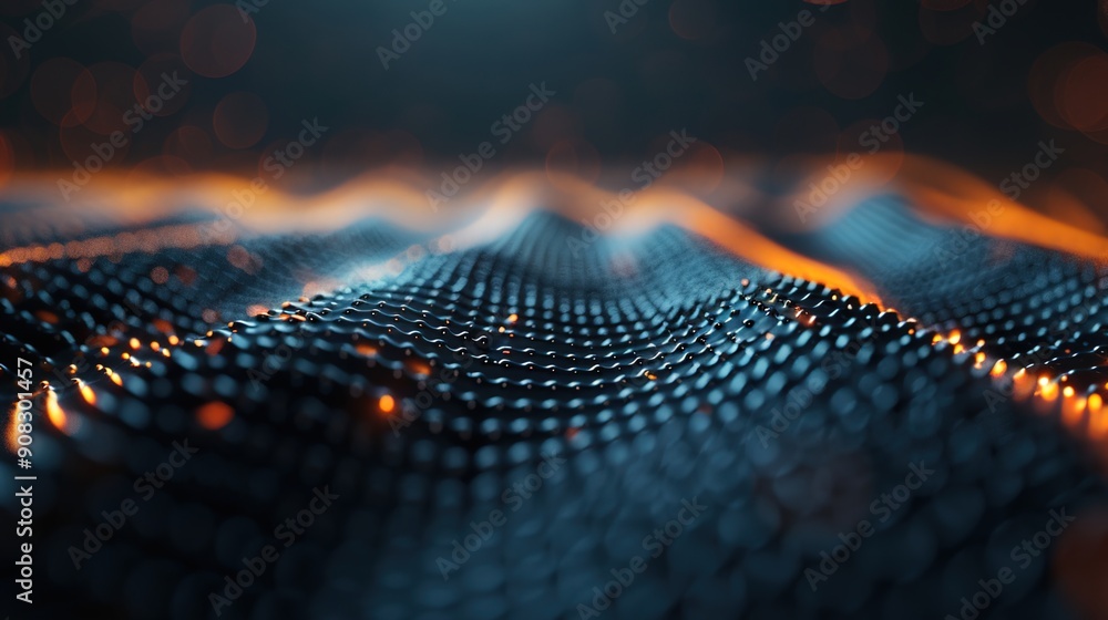 Aufkleber illuminated abstract force field background with glowing particles and waves for futuristic energy d