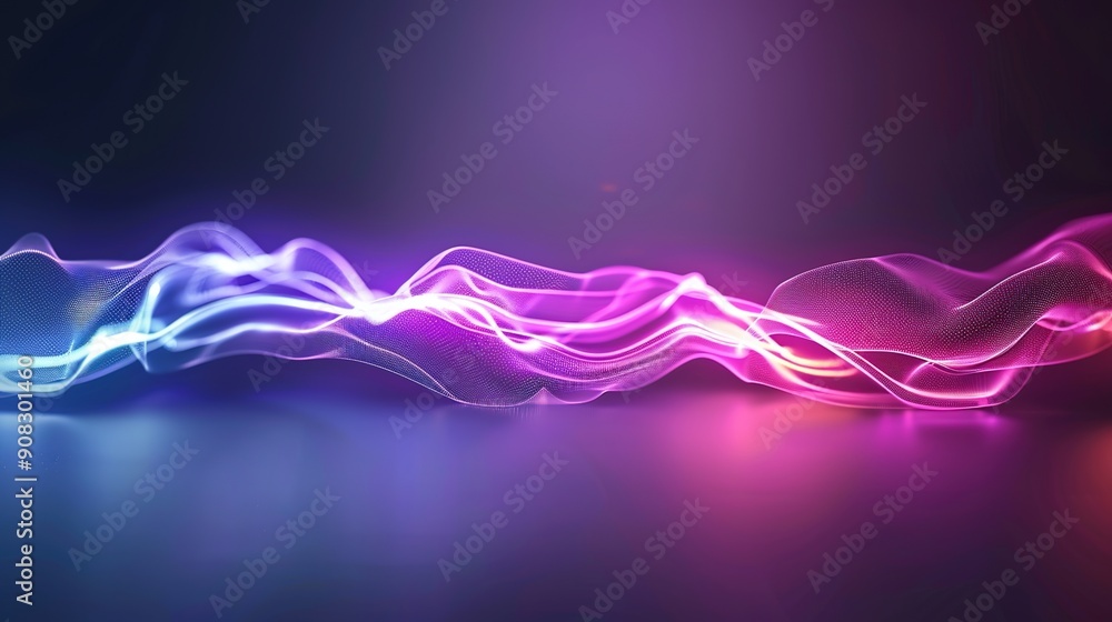 Aufkleber abstract futuristic force field with glowing particles and waves for text space