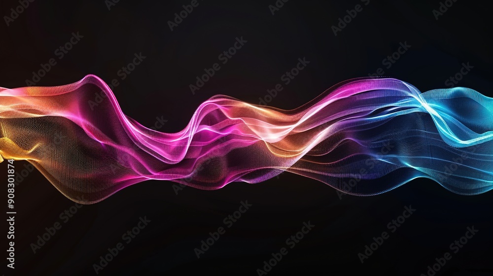 Poster energetic vibrations: dynamic frequency patterns on black with copy space