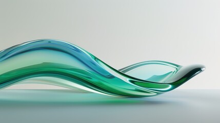 Serene Green and Blue Tones on Smooth Glass Surface Conveying Fresh Contemporary Vibes