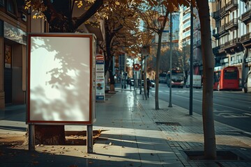 Fototapeta premium Empty Billboard on Wet City Street 2