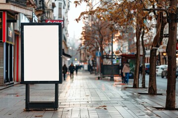 Empty Billboard on Wet City Street 1