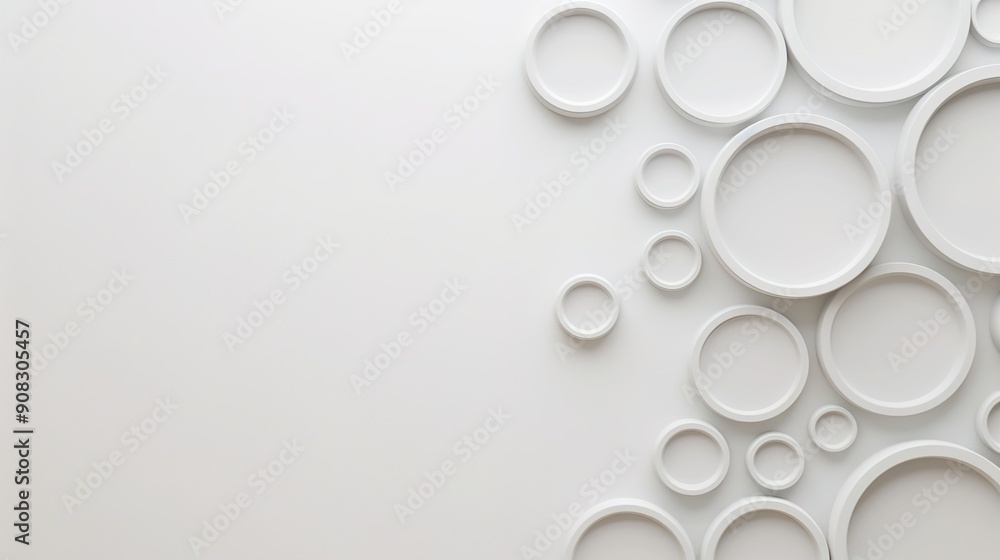 Poster Futuristic 3D Tech Circles on Light Grey Background with Branding Space