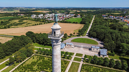 Aerial view of the Column of the Grande Armée, a triumphal column topped by a bronze statue of...