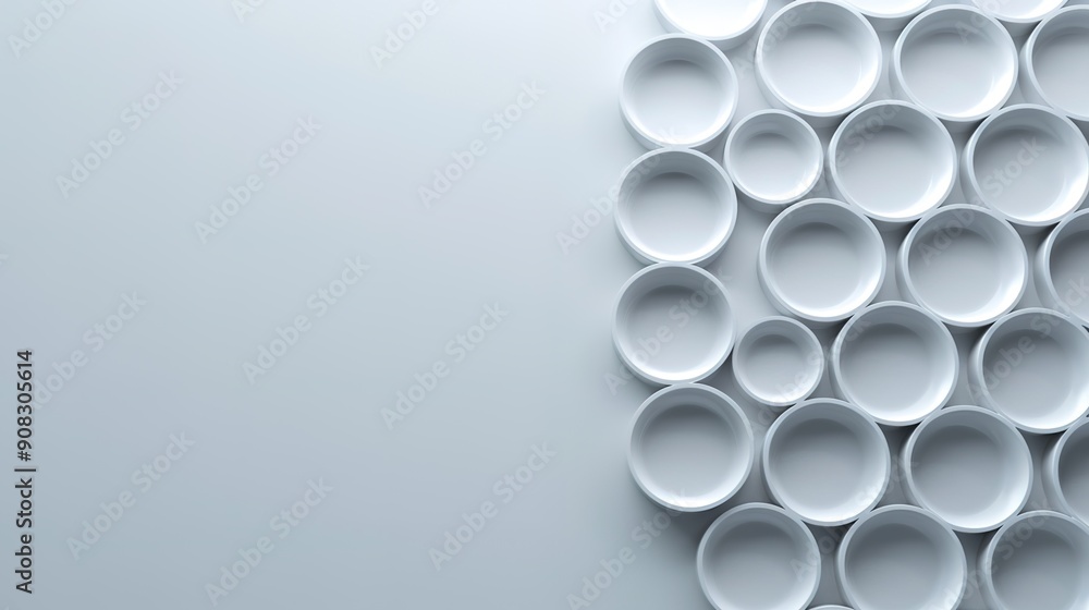 Poster futuristic tech grid design on light grey background with branding space