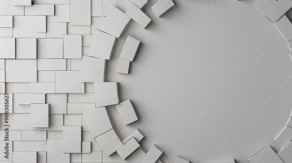 Poster tech-themed circular grid on light grey with branding space