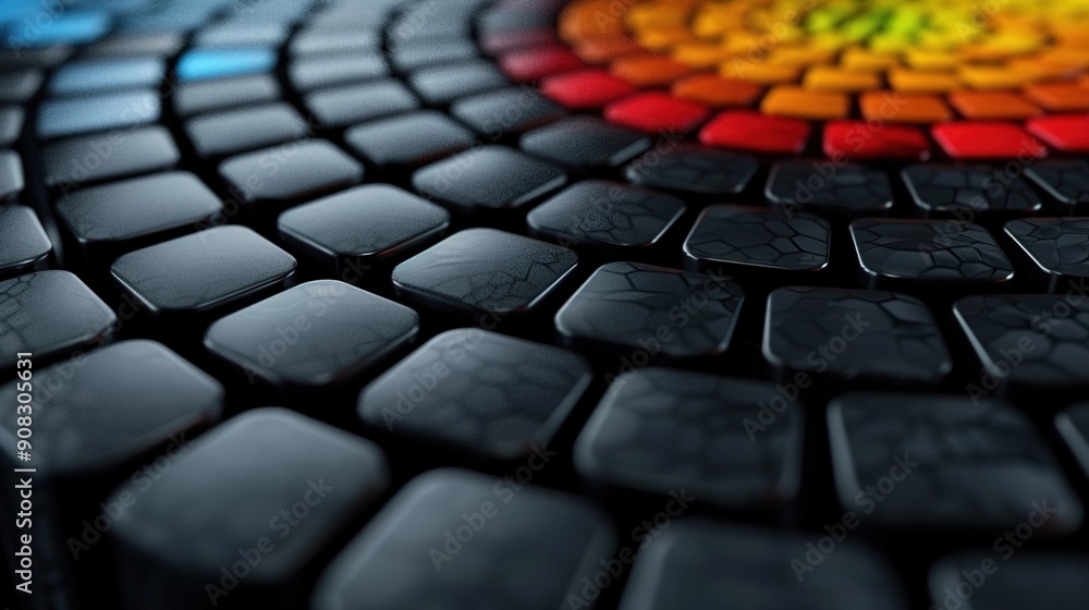 Poster futuristic grey tech background with vibrant circular grid for branding design
