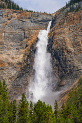 Takakkaw Falls in Yoho National Park, British Columbia, Canada - Fed by the meltwater of the Daly Glacier, which is part of the Waputik Icefield, they are the second highest in Canada