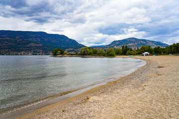 Tugboat Beach in Kelowna, the third largest city in British Columbia, located on the shores of...