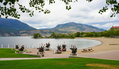 Tugboat Beach in Kelowna, the third largest city in British Columbia, located on the shores of...