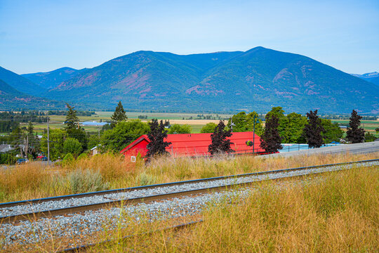 Kootenay Valley as seen from Creston in British Columbia, Canada
