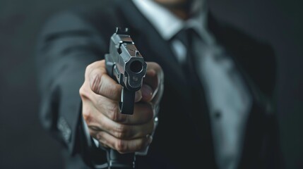 Naklejka premium Man Holding Gun 7