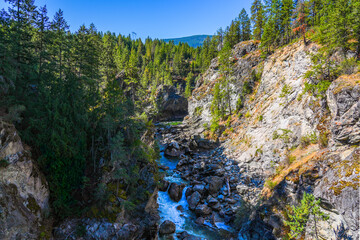 Cascade Falls in the gorges of the Kettle river in Boundary Country, West Kootenay, British Columbia, Canada
