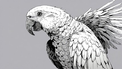 Fototapeta premium african grey parrot animal black and white