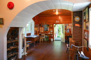 Living room of the Russian Orthodox Chapel House on Zuckerberg Island in Castlegar in the West Kootenay region of British Columbia, Canada