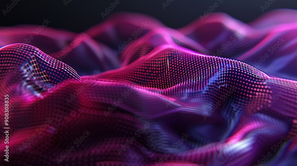 Aufkleber glowing particle flow: abstract futuristic wave patterns