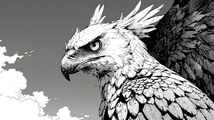 harpy eagle animal black and white