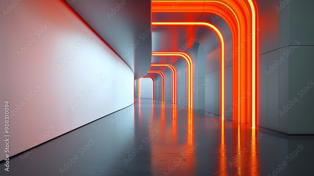 Poster futuristic animation with smooth minimalistic design
