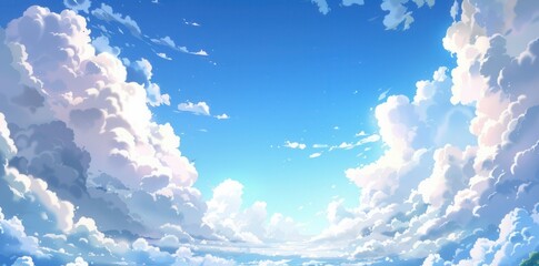 Peaceful Anime Sky. High detailed plain background concept