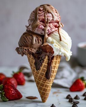 A Neapolitan ice cream cone