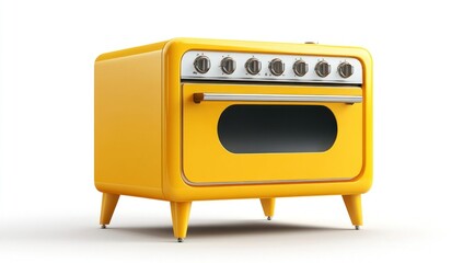 Fototapeta premium Yellow Retro Oven with Stainless Steel Accents