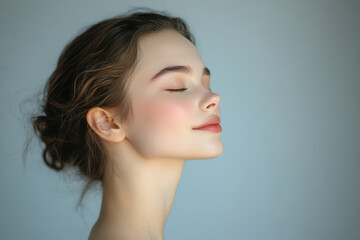 Fototapeta premium A close up of a girl's face with her eyes closed