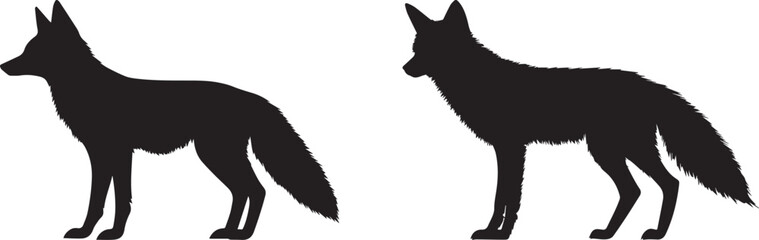  Fox silhouette vector, silhouette of wild roar animal icon