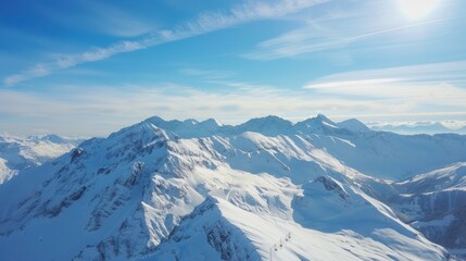 Naklejka premium View of the snowy rocky mountain peaks