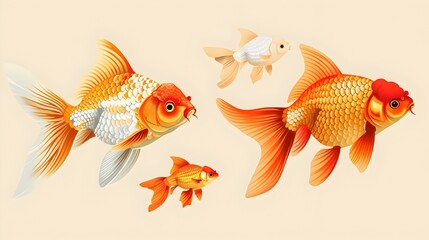 Fototapeta premium Stunning close up view of colorful goldfish swimming gracefully in a tranquil abstract underwater setting The vibrant orange and yellow hues of the fish s scales and fins create a mesmerizing