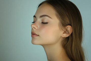 Fototapeta premium A close up of a girl's face with her eyes closed