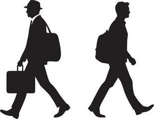 Silhouette of man going back to office after holiday vector icon