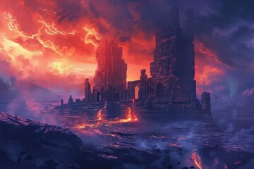 Obraz premium Molten Ruins of a Forgotten City