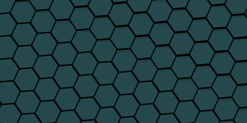 Abstract dark green background with hexagons. Abstract hexagon polygonal pattern background vector. Surface polygon pattern with glowing hexagon paper texture and futuristic business. 
