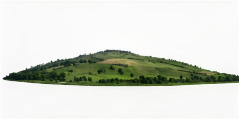 landscape with mountains green hill isolated on transparent png.