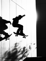 Half air skateboarder,silhouette silhouette in light
