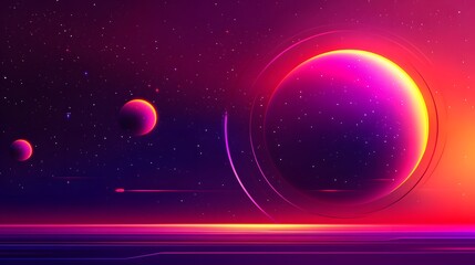 Obraz premium Cosmic Sketch Graphic Design with Copy Space, Flat Design Illustration