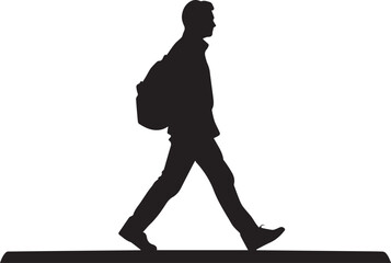 Silhouette of a person walking on the side of road , silhouette vector of sidewalk