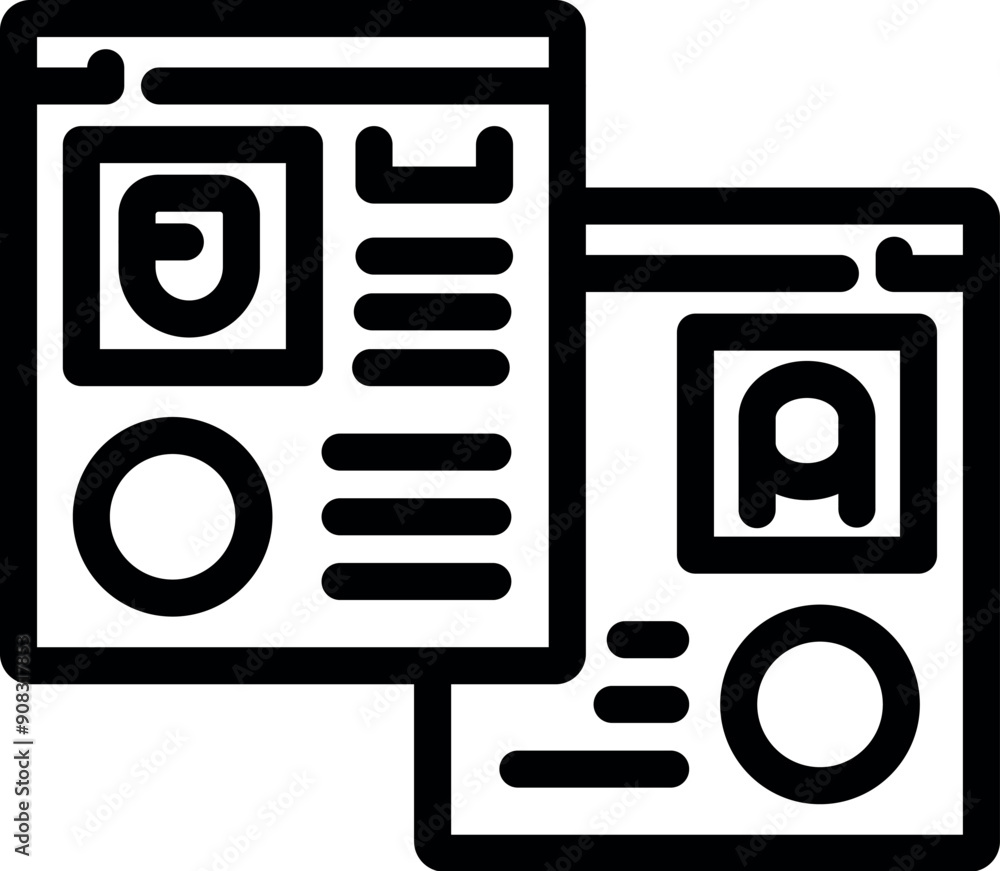 Poster simple icon of a web designer working on a website layout, using a design software